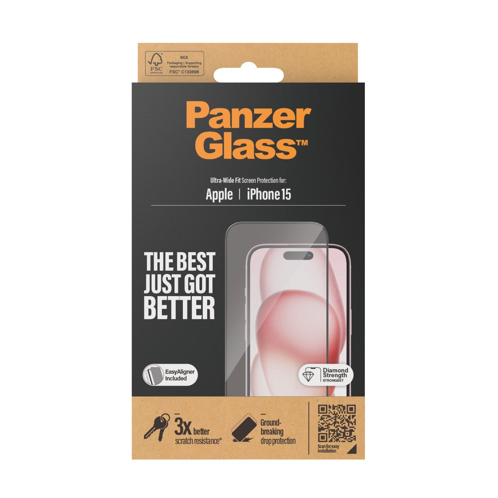 PanzerGlass® Screen Protector iPhone 15 | Ultra-Wide Fit w. EasyAligner